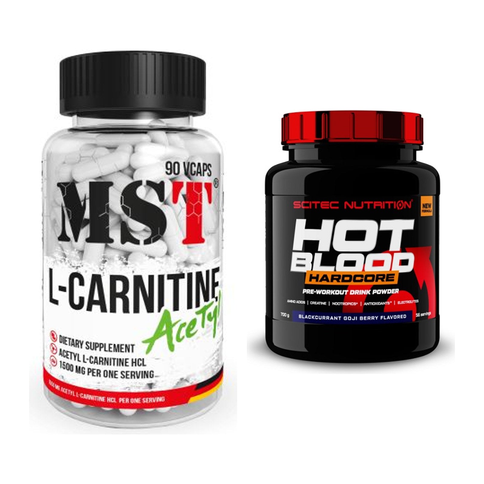 Cardio-Duo: MST L-Carnitine Acetyle + Scitec Hot Blood Hardcore – alle enthaltenen Artikel