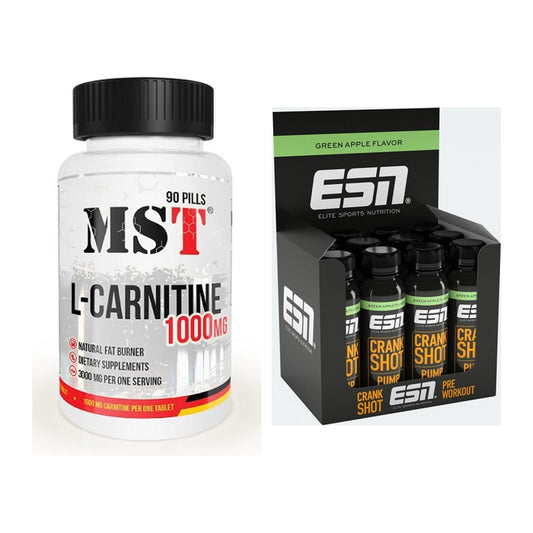 Cardio-Duo: MST L-Carnitine 1000 (90 Tabl.) + ESN Crank Pump Shot – alle enthaltenen Artikel