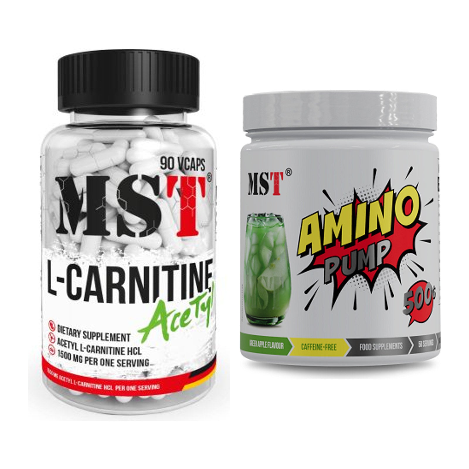 Cardio-Duo: MST L-Carnitine Acetyle + MST Amino Pump (flavoured) – alle enthaltenen Artikel