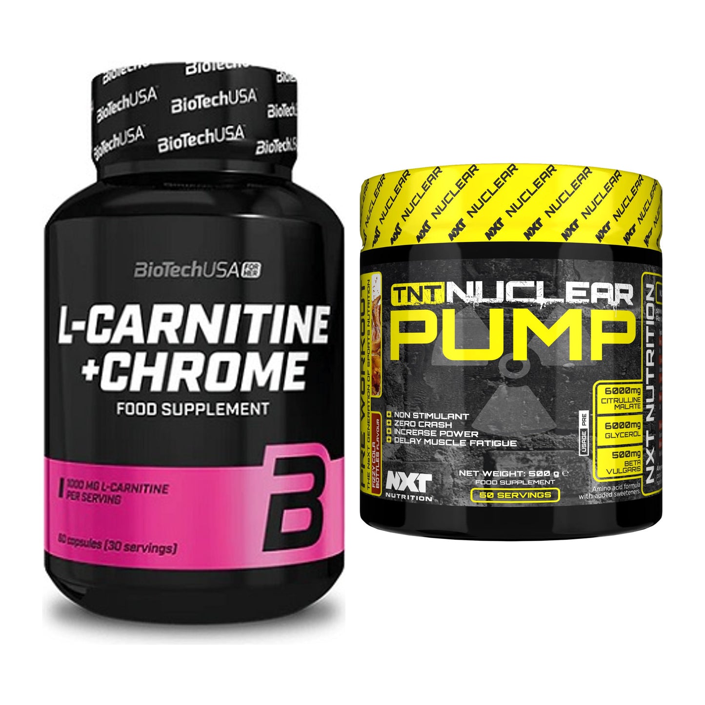 Cardio-Duo: BioTech L-Carnitine + NXT Nutrition TNT Nuclear – alle enthaltenen Artikel