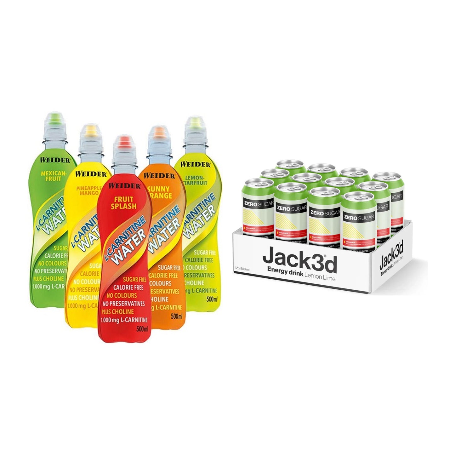 Cardio-Duo: Weider L-Carnitine WATER + USP Labs Jack3d Energy – alle enthaltenen Artikel