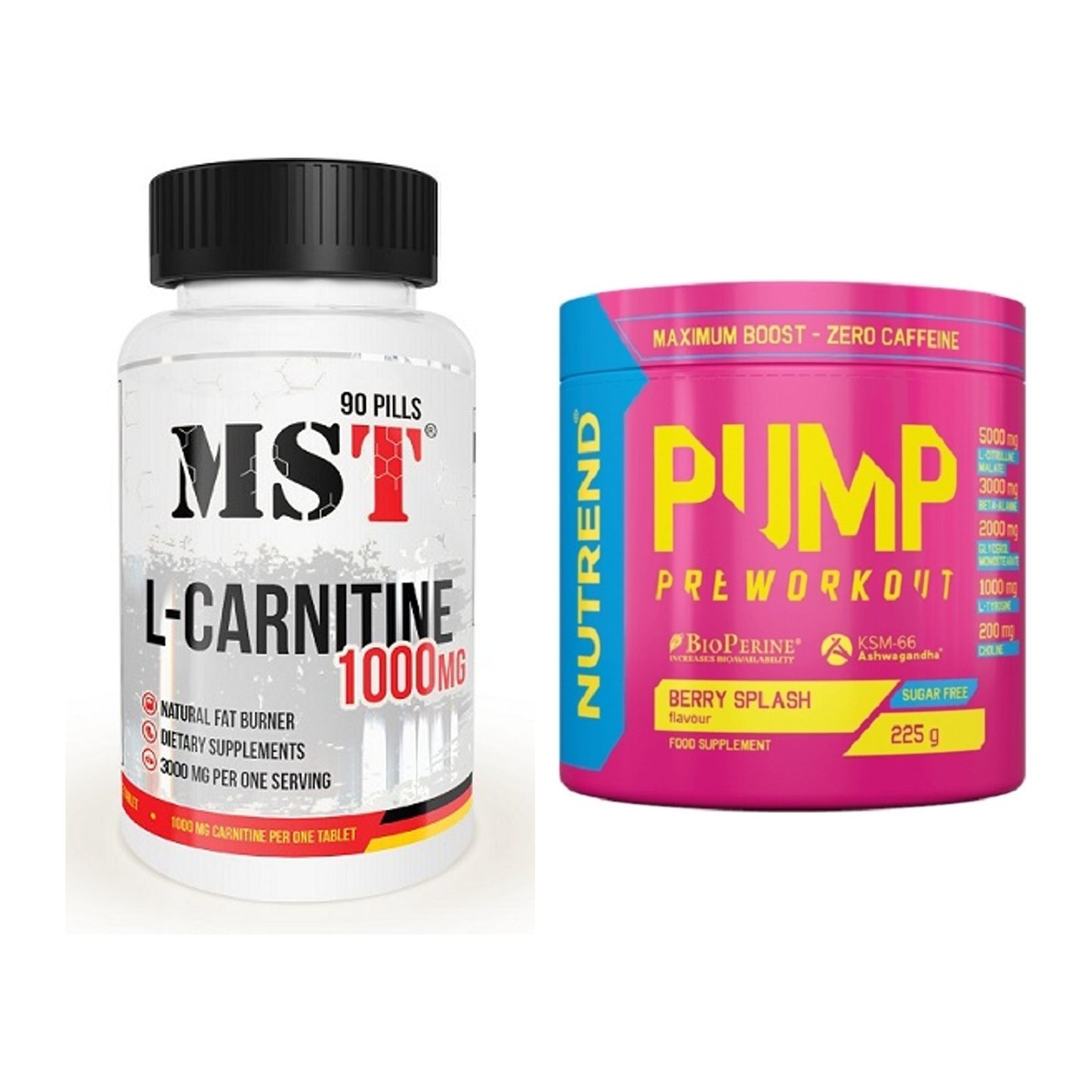 Cardio-Duo: MST L-Carnitine 1000 (90 Tabl.) + Nutrend Pump – alle enthaltenen Artikel