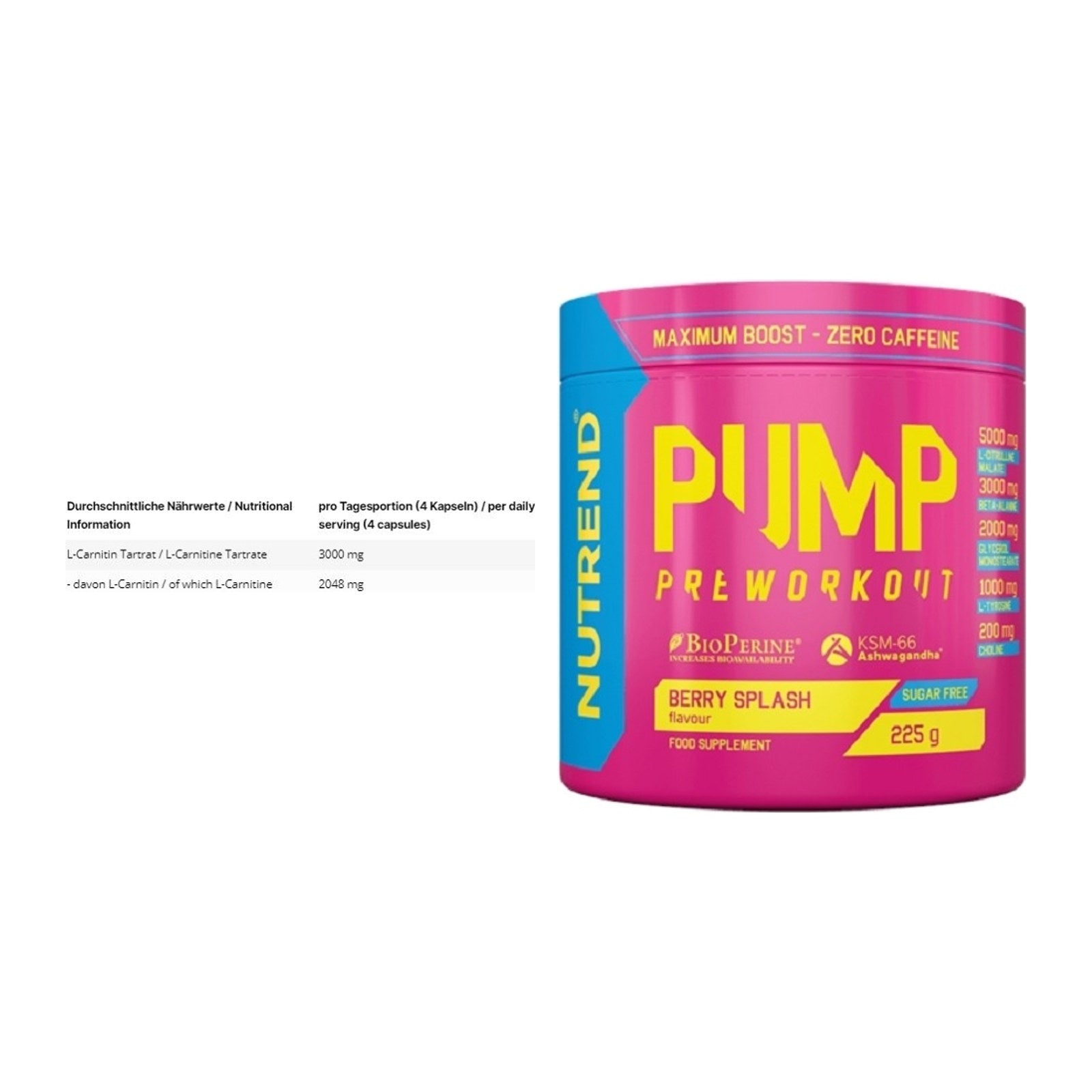 Cardio-Duo: INLEAD L-Carnitine Tartrate + Nutrend Pump – alle enthaltenen Artikel