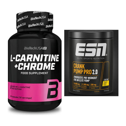 Cardio-Duo: BioTech L-Carnitine + Chrome + ESN Crank Pump Pro 2.0 – alle enthaltenen Artikel