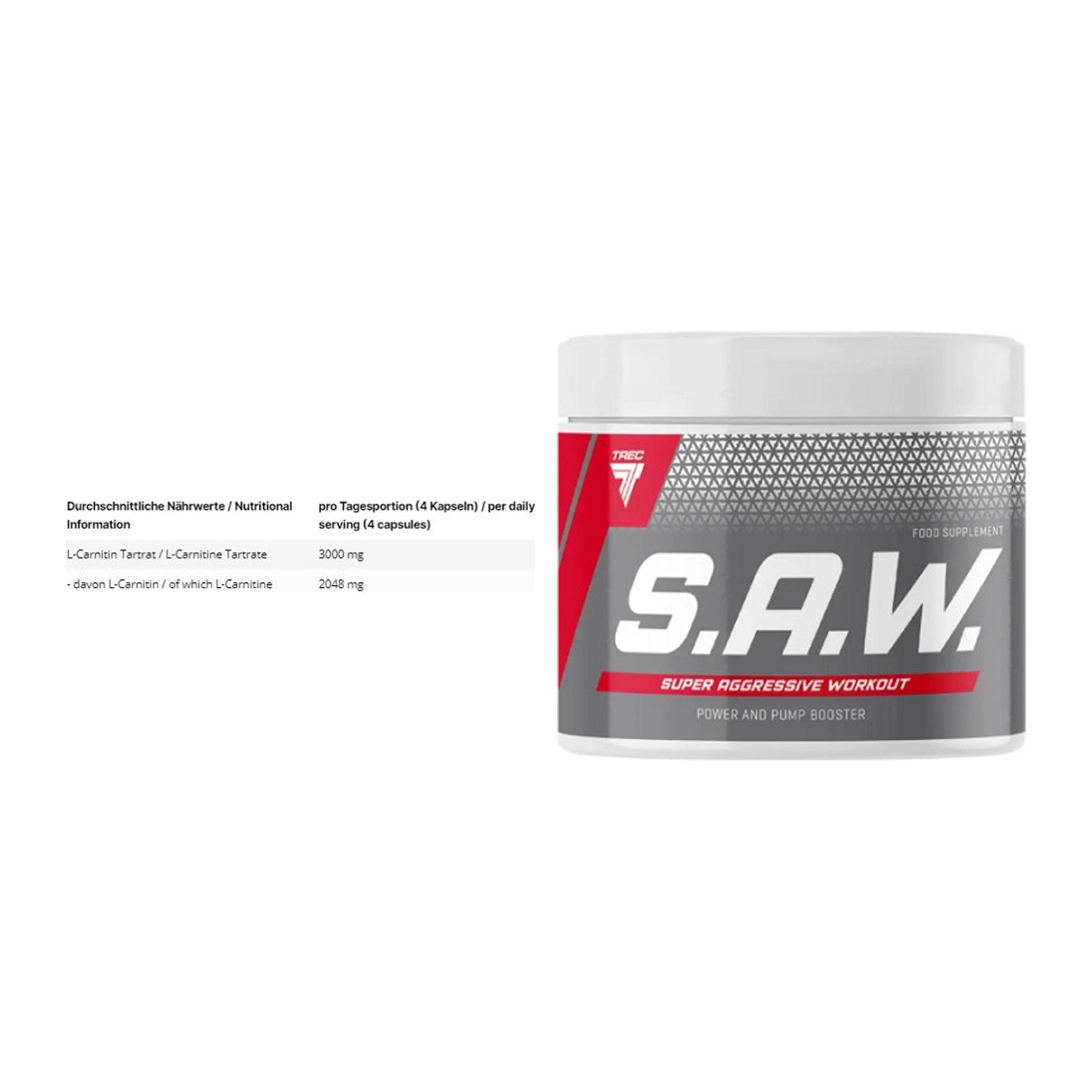 Cardio-Duo: INLEAD L-Carnitine Tartrate + Trec Nutrition SAW Booster – alle enthaltenen Artikel