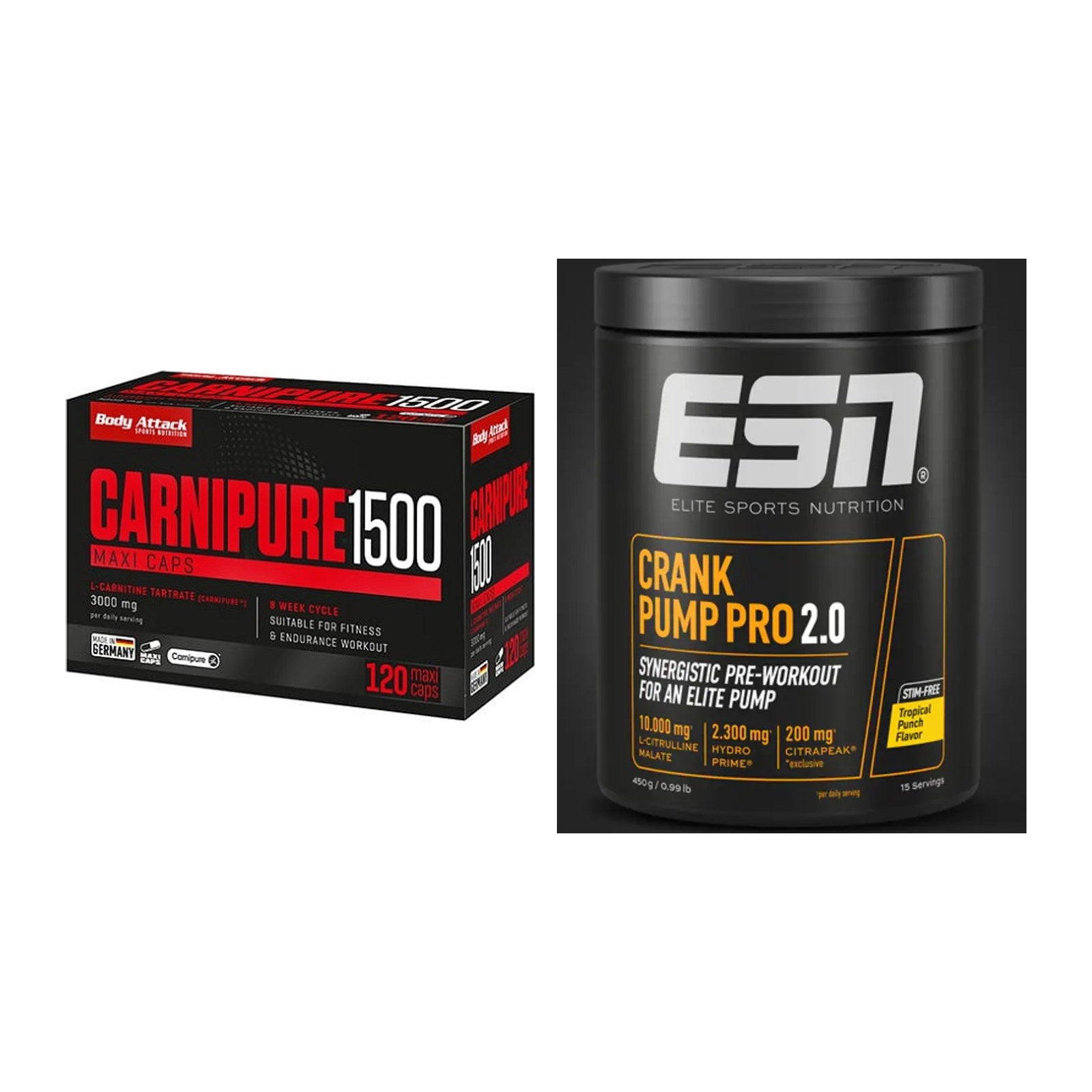 Cardio-Duo: Body Attack Carnipure 1500 + ESN Crank Pump Pro 2.0 – alle enthaltenen Artikel