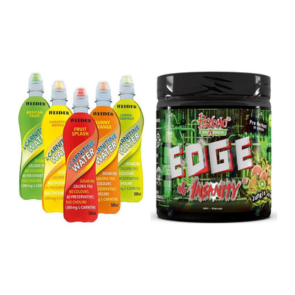 Cardio-Duo: Weider L-Carnitine WATER + Psycho Pharma Edge of Insanity – alle enthaltenen Artikel