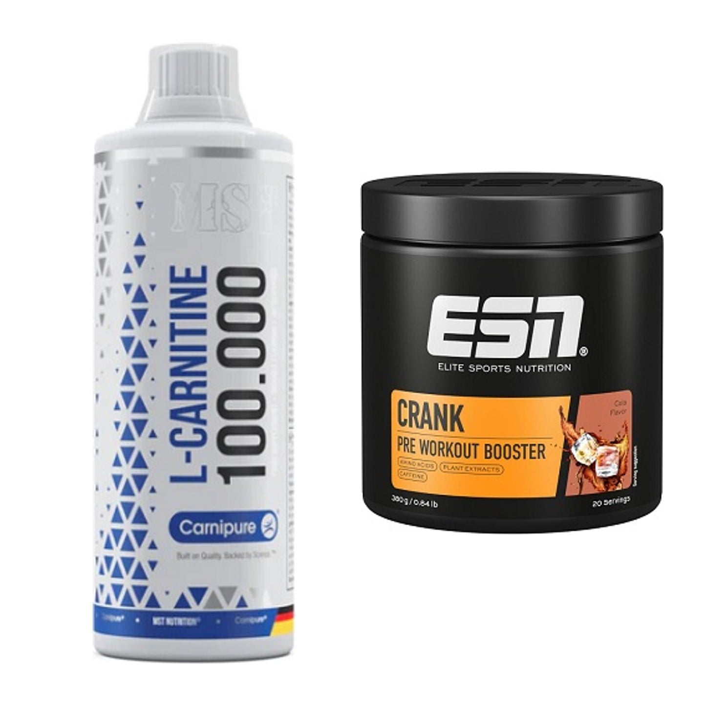 Cardio-Duo: MST L-Carnitine Carnipure 100 000 + ESN Crank Booster – alle enthaltenen Artikel