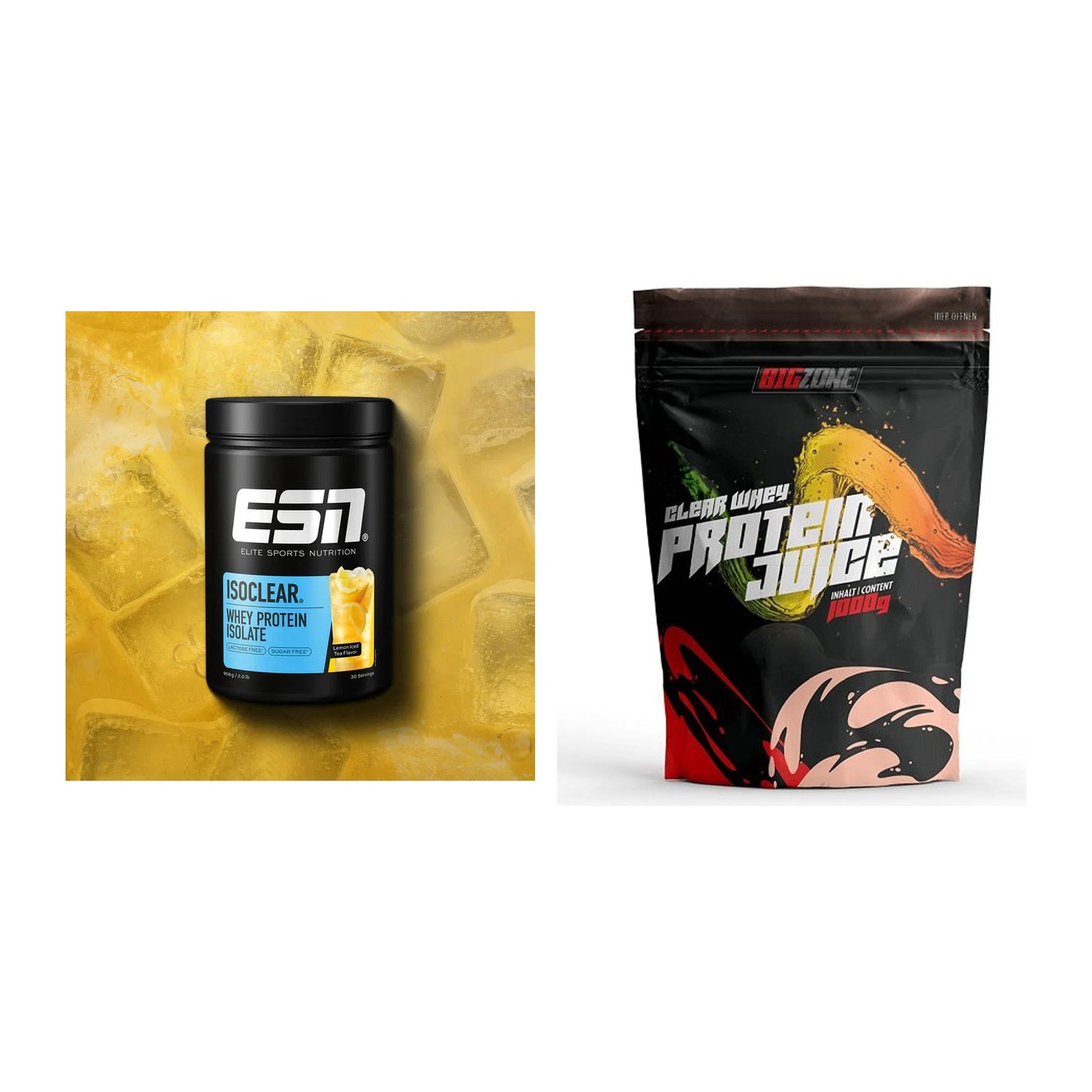 Clear-Whey-Duo: ESN ISOCLEAR Whey Isolate + Big Zone Clear Whey – alle enthaltenen Artikel