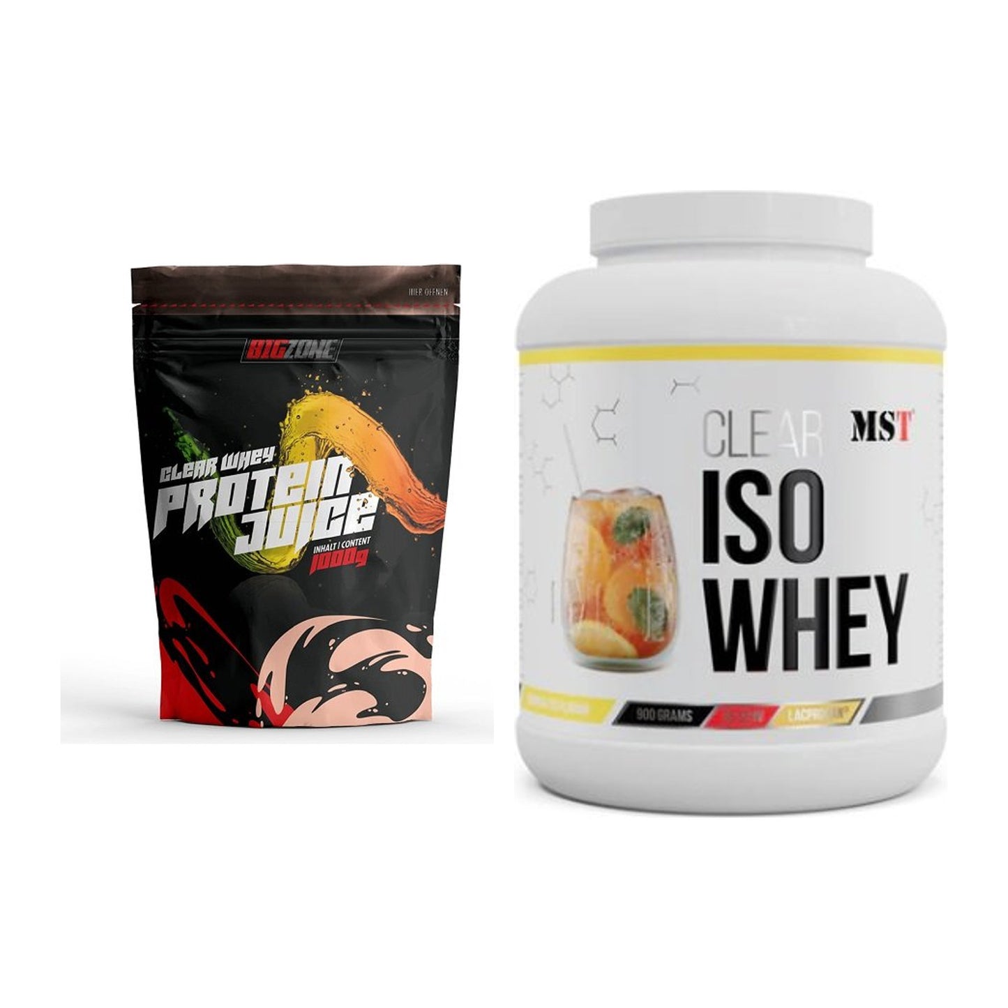 Clear-Whey-Duo: Big Zone Clear Whey Protein Juice + MST Iso Clear – alle enthaltenen Artikel