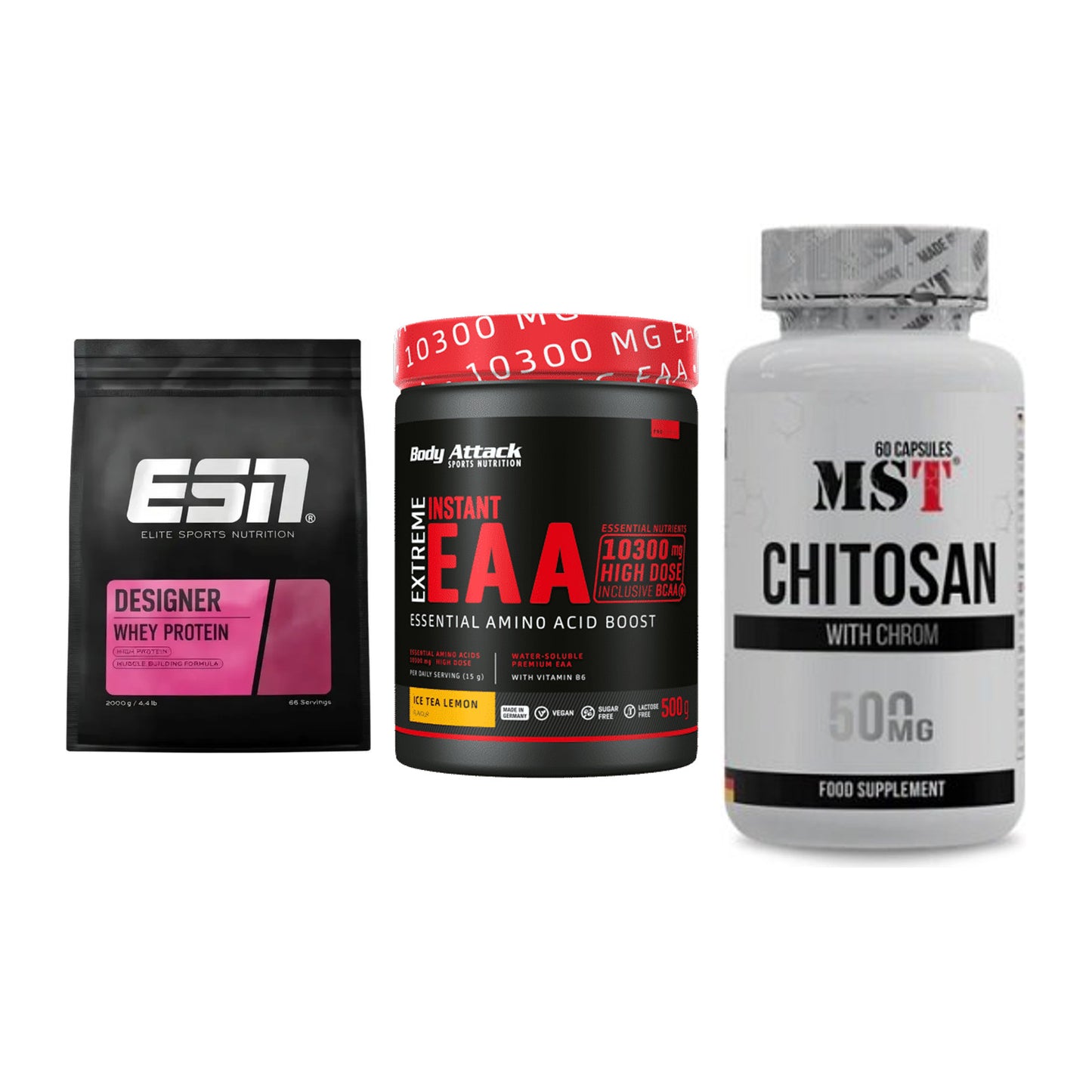 Definitionsphase-Set: ESN Designer + Body Attack + MST Chitosan – alle enthaltenen Artikel