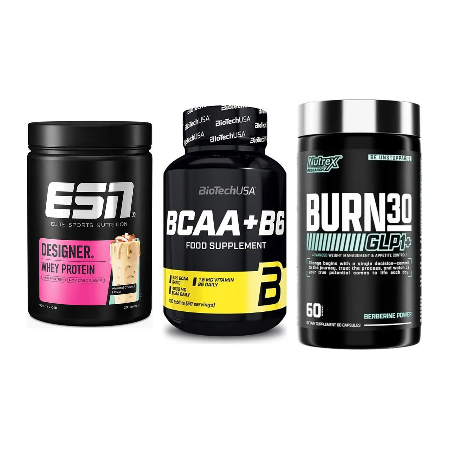 Definitionsphase-Set: ESN Designer + BioTech BCAA+B + Nutrex Burn 30 – alle enthaltenen Artikel