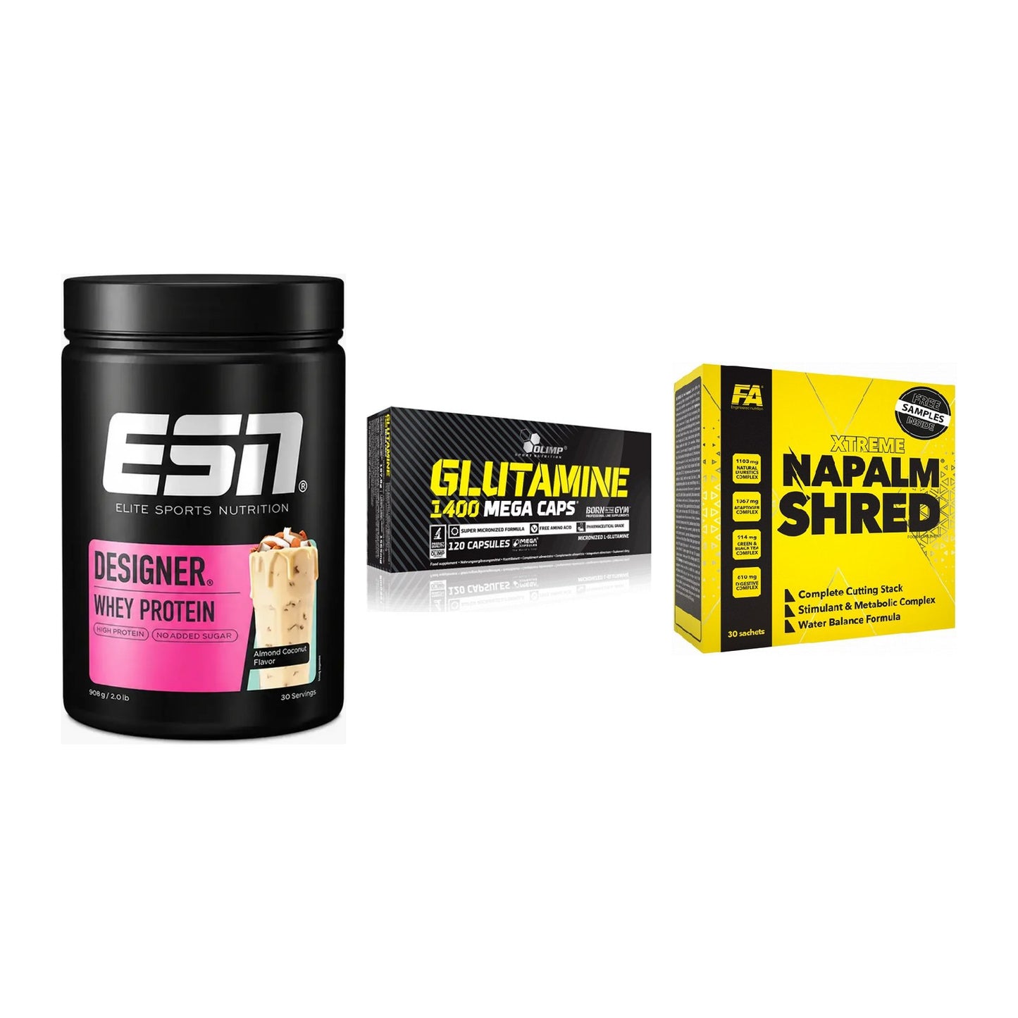 Definitionsphase-Set: ESN Designer + Olimp L-Glutam + FA Nutrition – alle enthaltenen Artikel