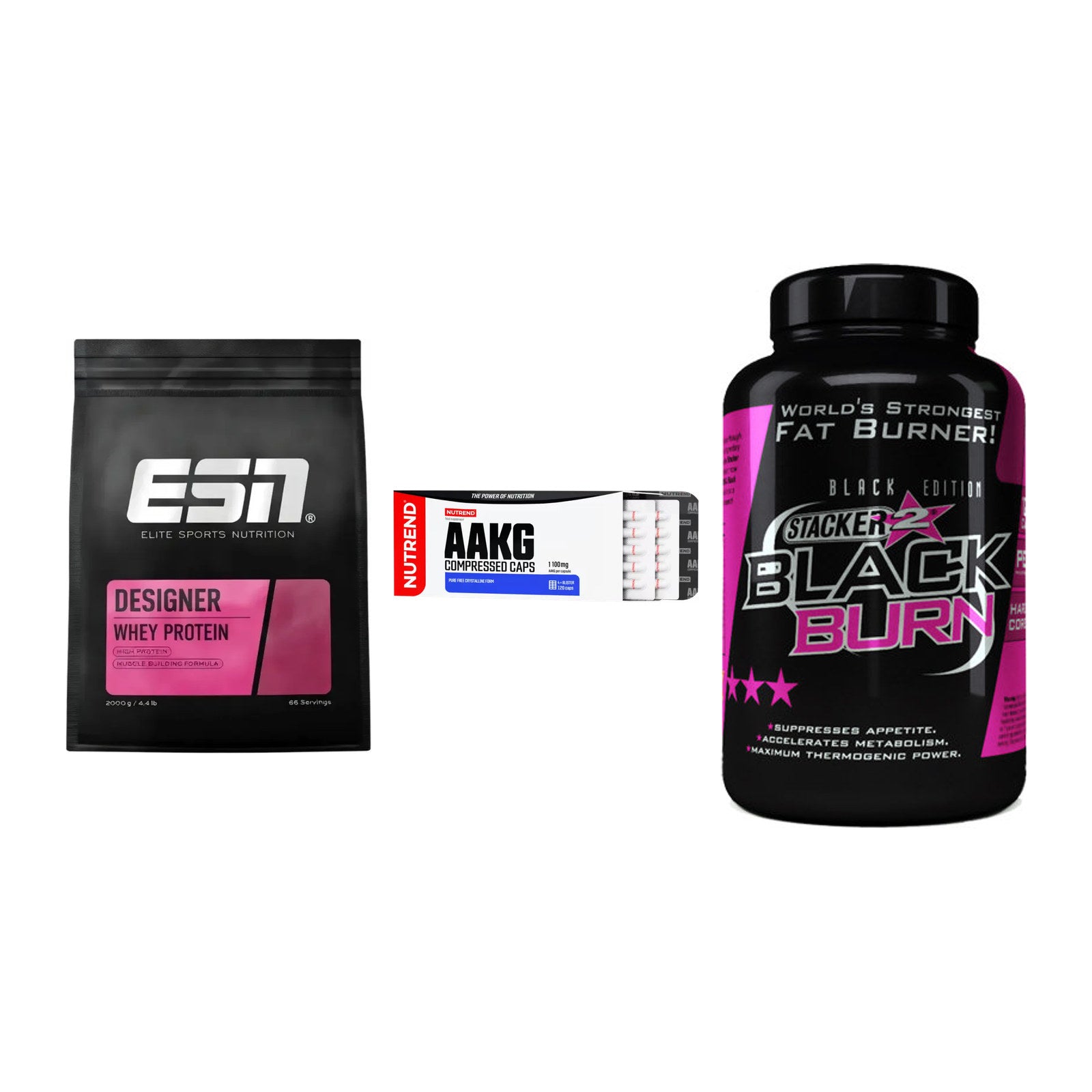 Definitionsphase-Set: ESN Designer + Nutrend AAKG + Stacker2 Black – alle enthaltenen Artikel