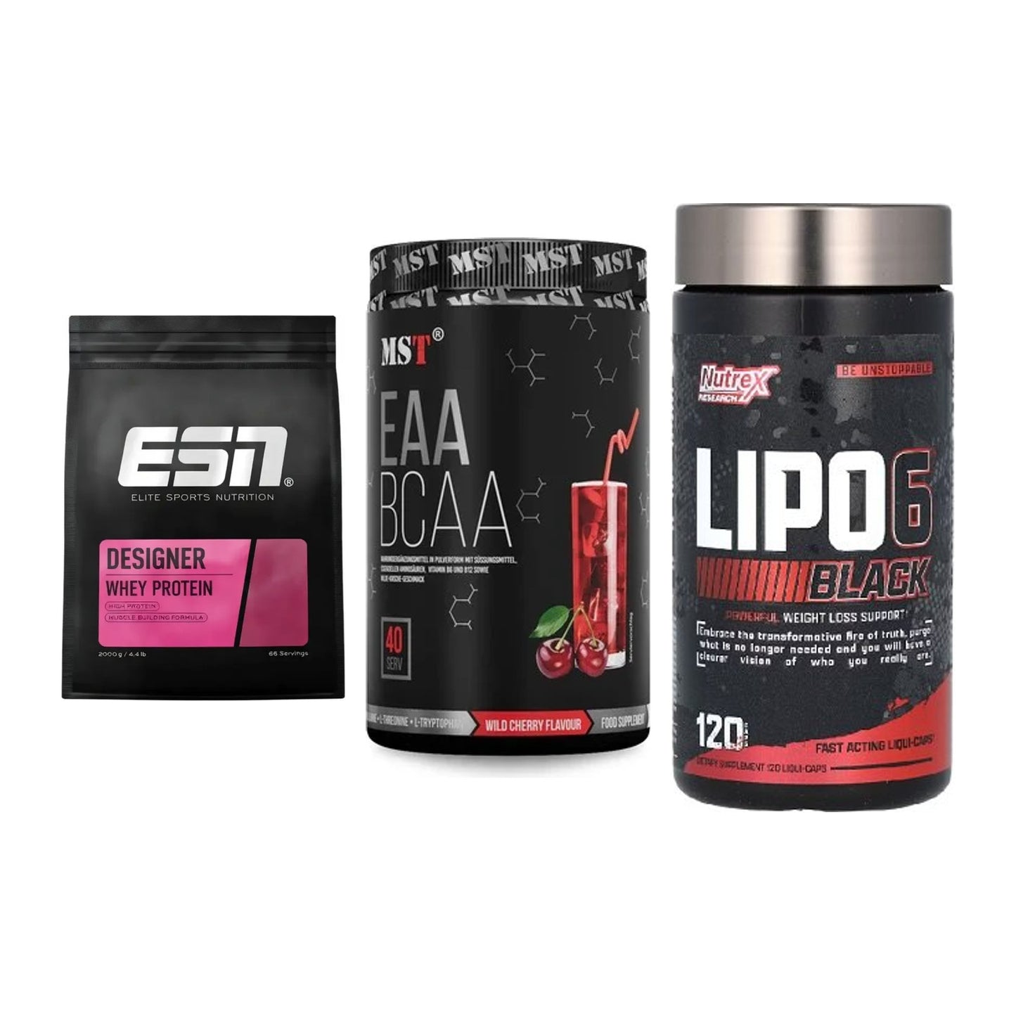 Definitionsphase-Set: ESN Designer + MST EAA & BCAA + Nutrex Lipo 6 – alle enthaltenen Artikel