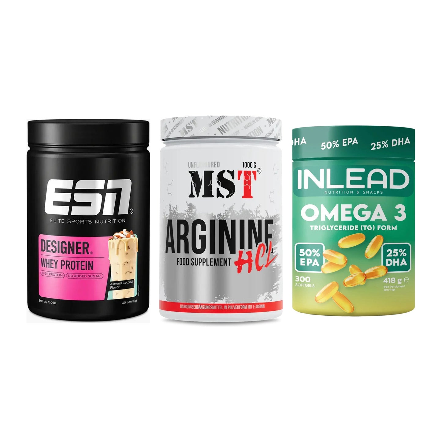 Definitionsphase-Set: ESN Designer + MST Arginine + INLEAD Omega-3 – alle enthaltenen Artikel