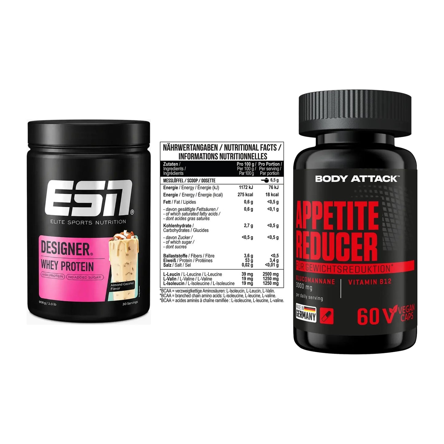 Definitionsphase-Set: ESN Designer + MST BCAA Zero + Body Attack – alle enthaltenen Artikel