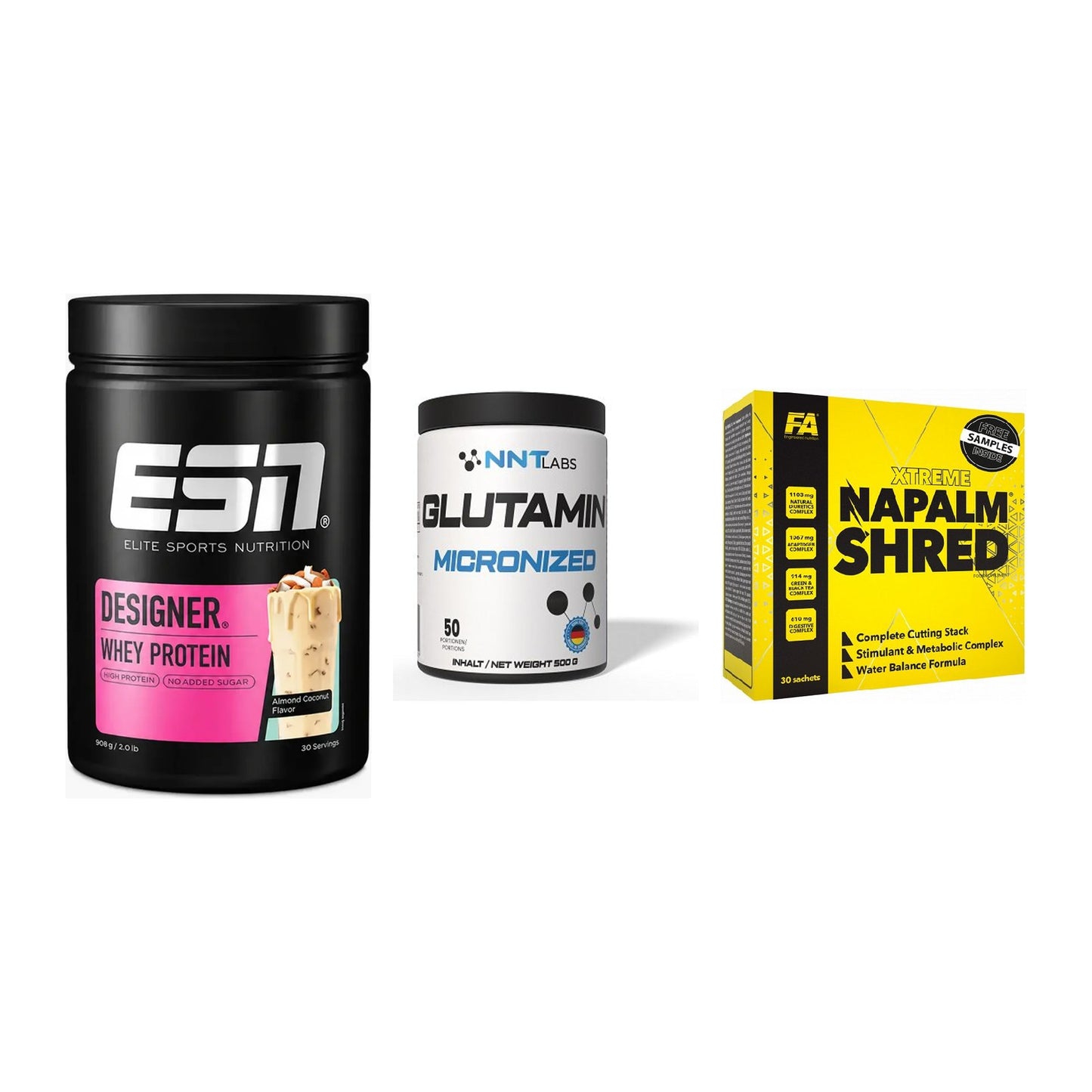 Definitionsphase-Set: ESN Designer + NNT Glutamin + FA Nutrition – alle enthaltenen Artikel