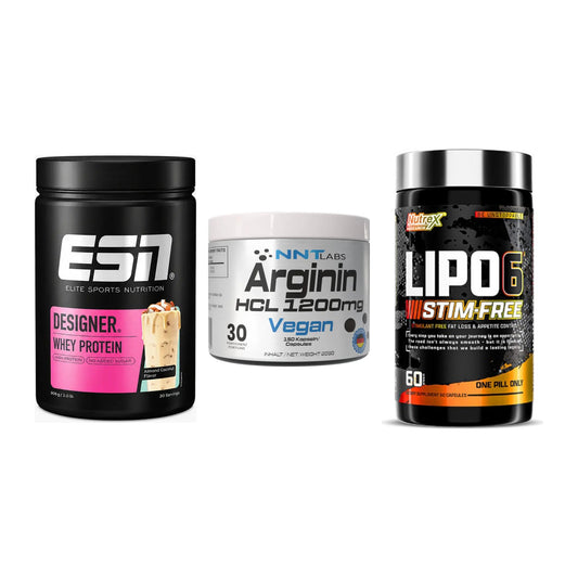 Definitionsphase-Set: ESN Designer + NNT Arginin + Nutrex Lipo 6 – alle enthaltenen Artikel