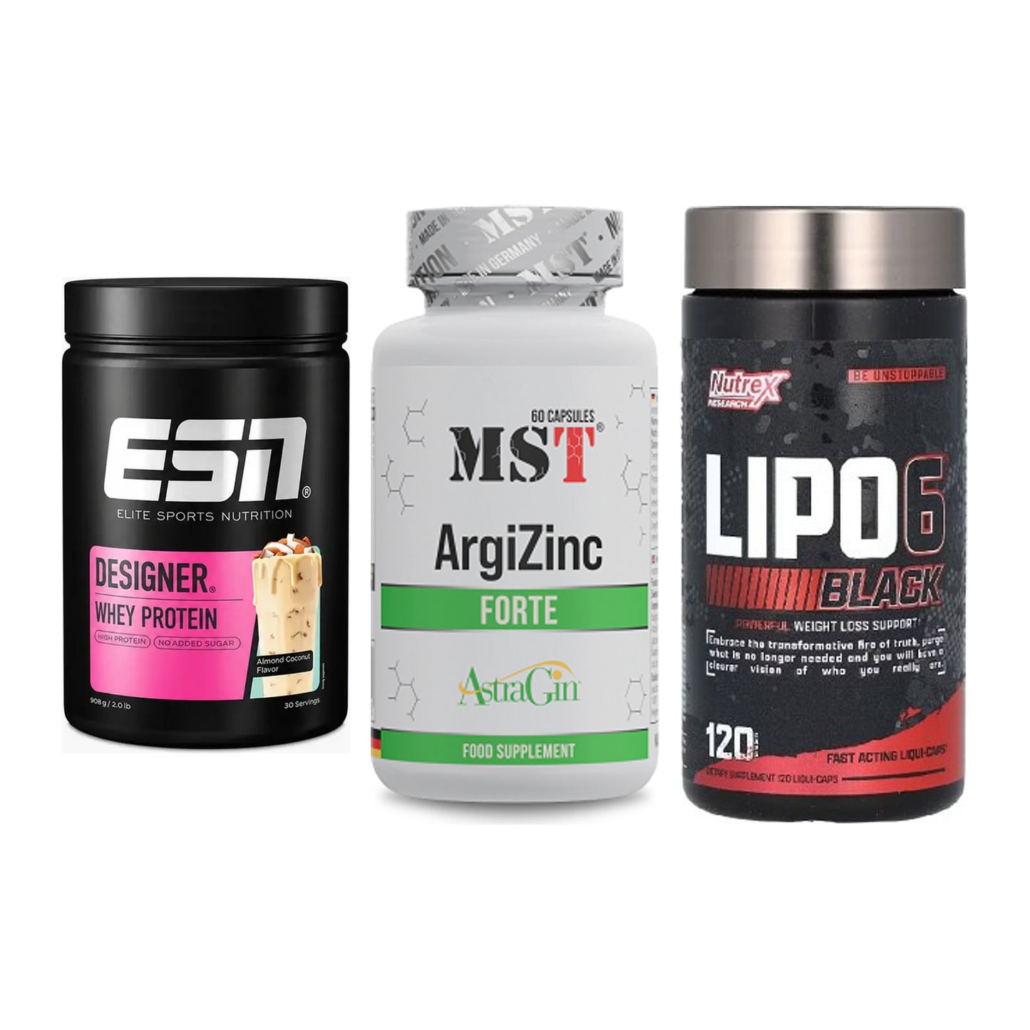 Definitionsphase-Set: ESN Designer + MST ArgiZinc + Nutrex Lipo 6 – alle enthaltenen Artikel