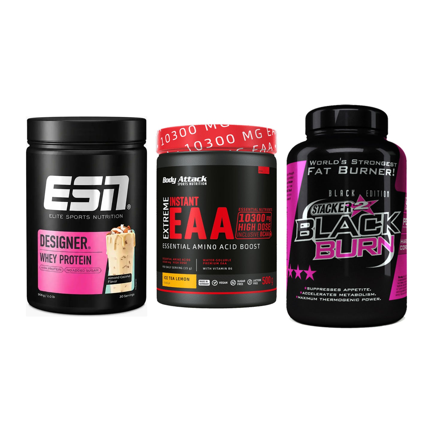 Definitionsphase-Set: ESN Designer + Body Attack + Stacker2 Black – alle enthaltenen Artikel
