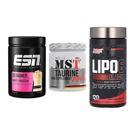 Definitionsphase-Set: ESN Designer + MST Taurine + Nutrex Lipo 6 – alle enthaltenen Artikel