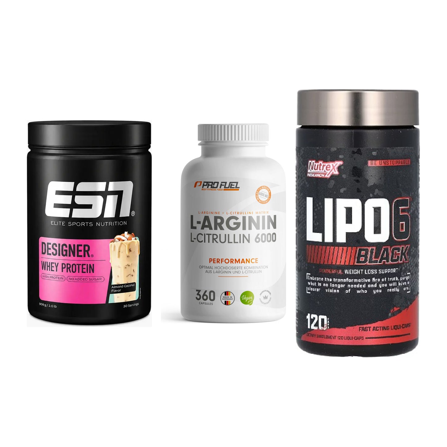 Definitionsphase-Set: ESN Designer + ProFuel L-Argi + Nutrex Lipo 6 – alle enthaltenen Artikel