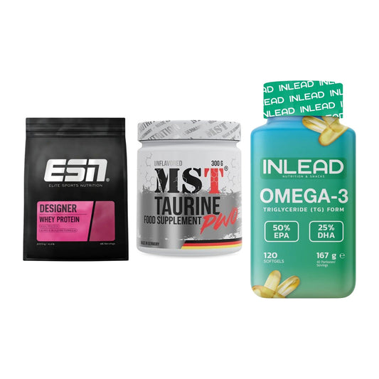 Definitionsphase-Set: ESN Designer Whey + MST Taurine + INLEAD Omega-3 – alle enthaltenen Artikel
