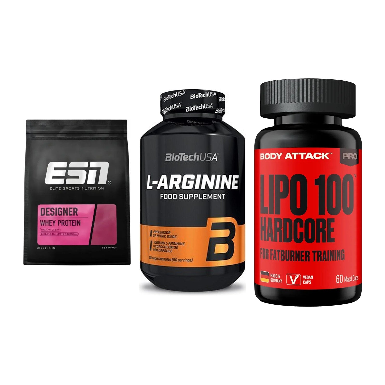 Definitionsphase-Set: ESN Designer + BioTech L-Argi + Body Attack – alle enthaltenen Artikel