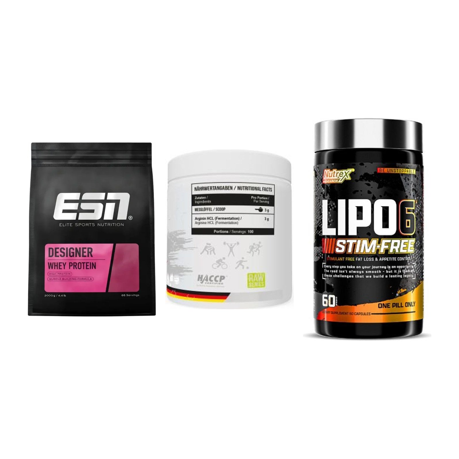 Definitionsphase-Set: ESN Designer + MST Arginine + Nutrex Lipo 6 – alle enthaltenen Artikel