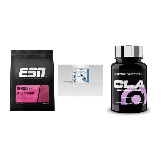 Definitionsphase-Set: ESN Designer Whey + NNT Arginin + Scitec CLA – alle enthaltenen Artikel