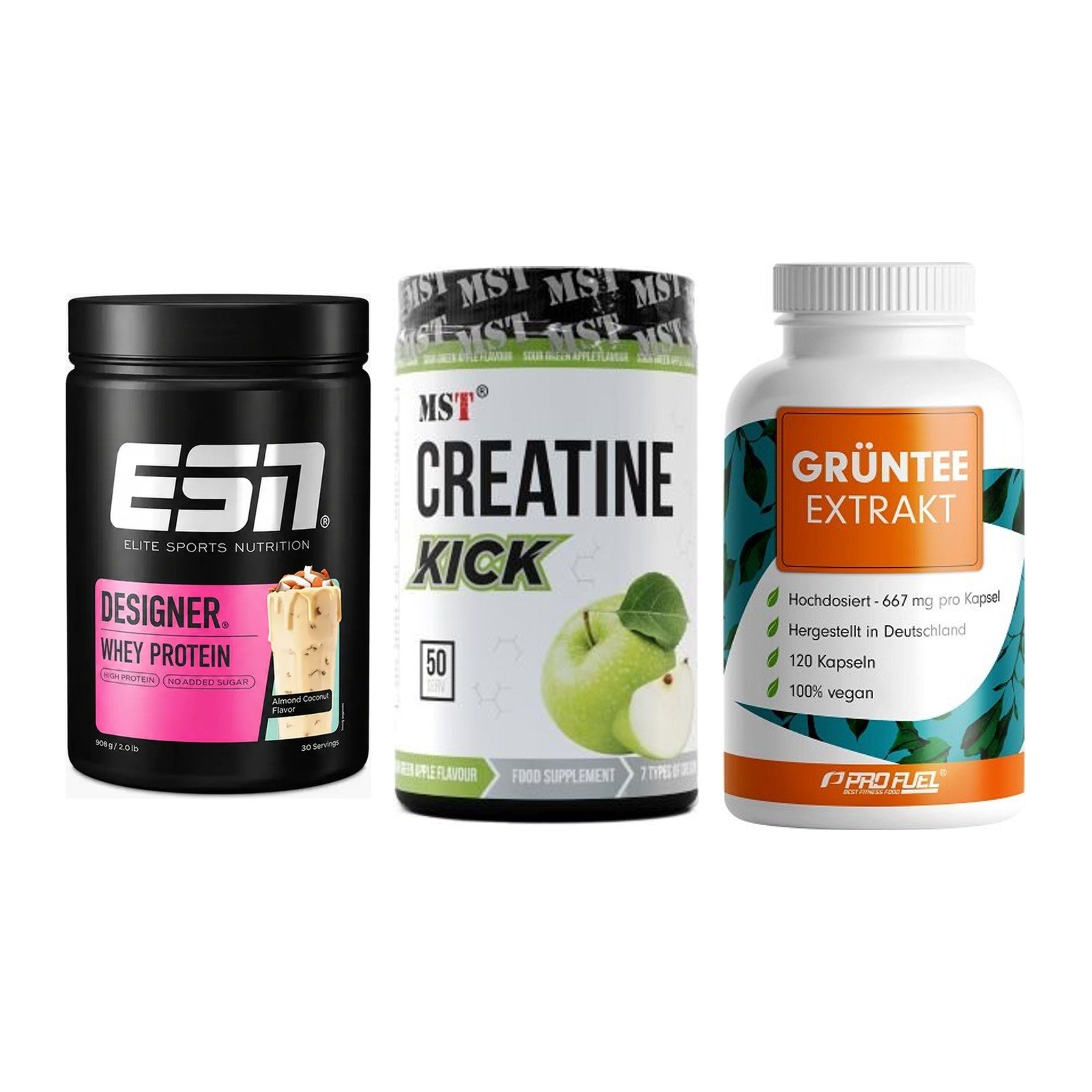 Definitionsphase-Set: ESN Designer + MST Creatine + ProFuel Grünte – alle enthaltenen Artikel