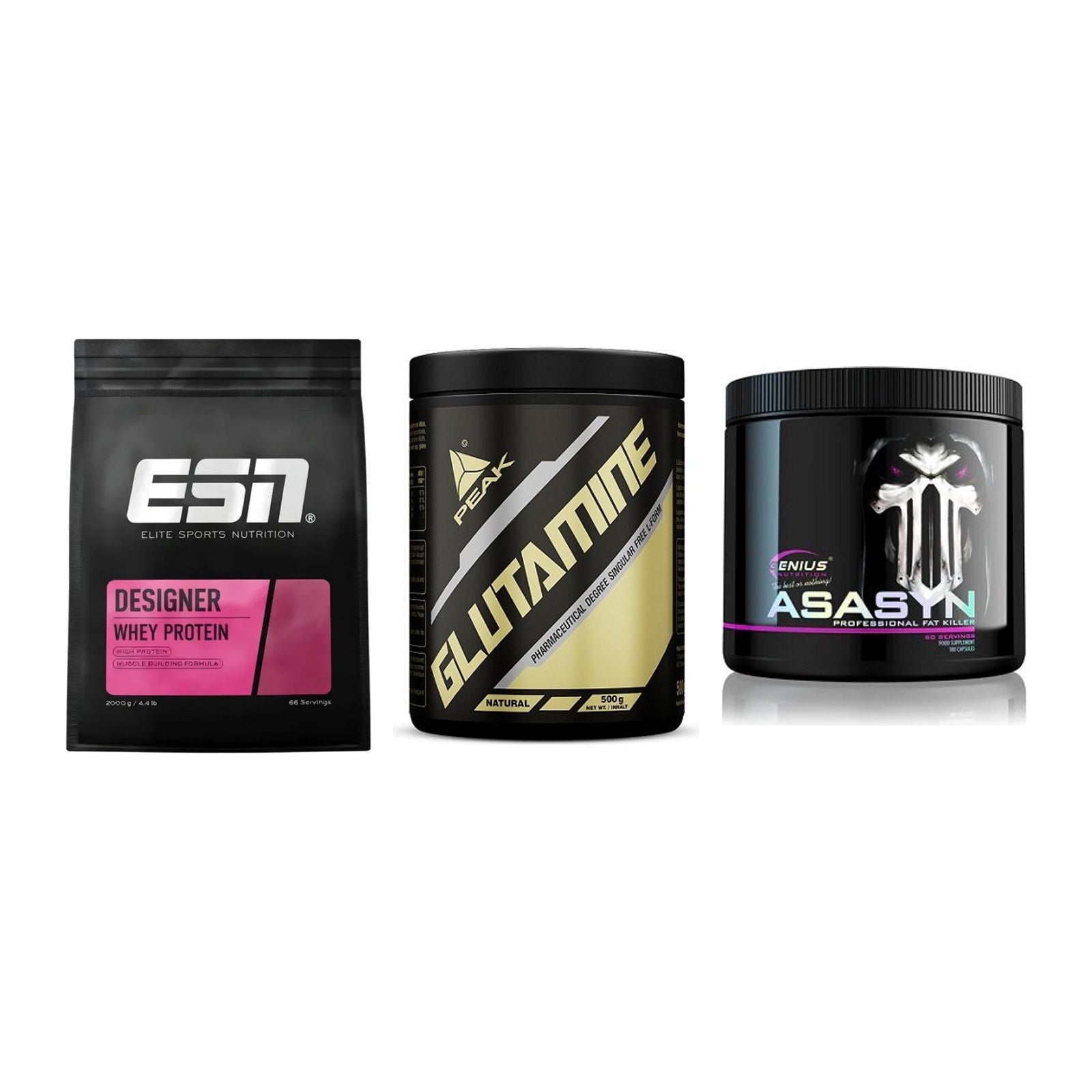Definitionsphase-Set: ESN Designer + Peak Glutamin + Genius Nutriti – alle enthaltenen Artikel