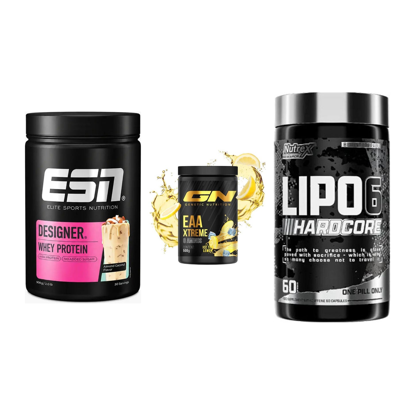 Definitionsphase-Set: ESN Designer + GN EAA Xtreme + Nutrex Lipo 6 – alle enthaltenen Artikel
