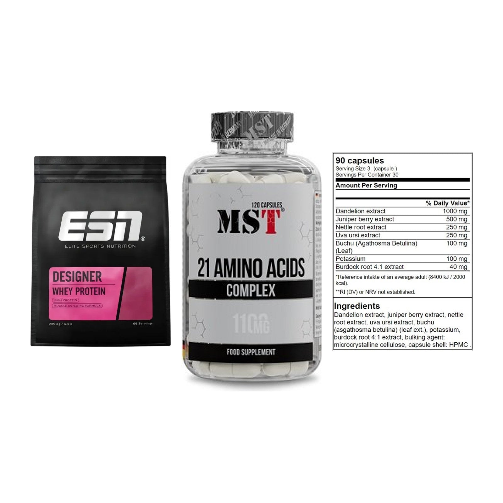 Definitionsphase-Set: ESN Designer + MST 21 Amino + GN Shred Cuts – alle enthaltenen Artikel