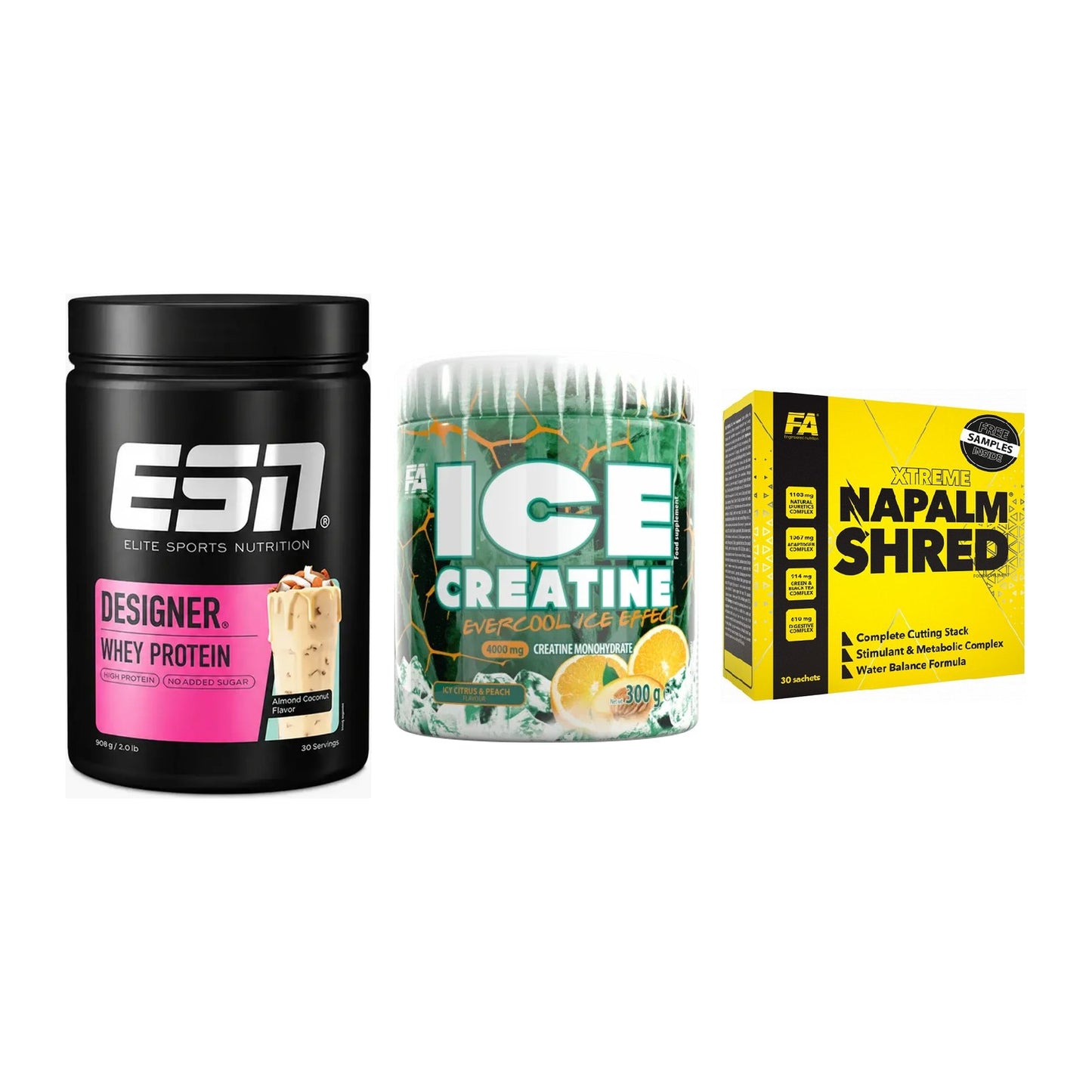Definitionsphase-Set: ESN Designer + FA Nutrition ICE + 1 weitere – alle enthaltenen Artikel