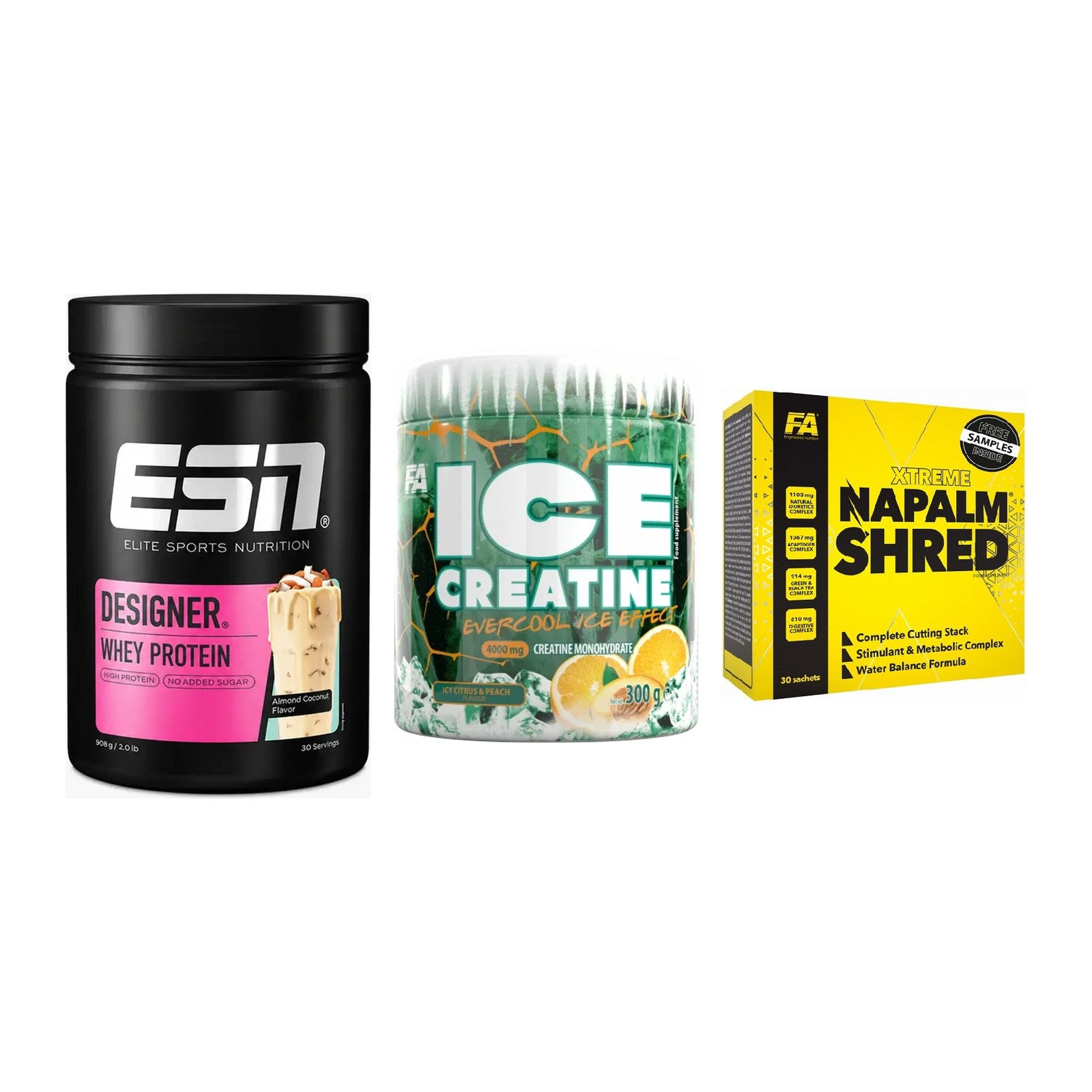 Definitionsphase-Set: ESN Designer + FA Nutrition ICE + 1 weitere – alle enthaltenen Artikel