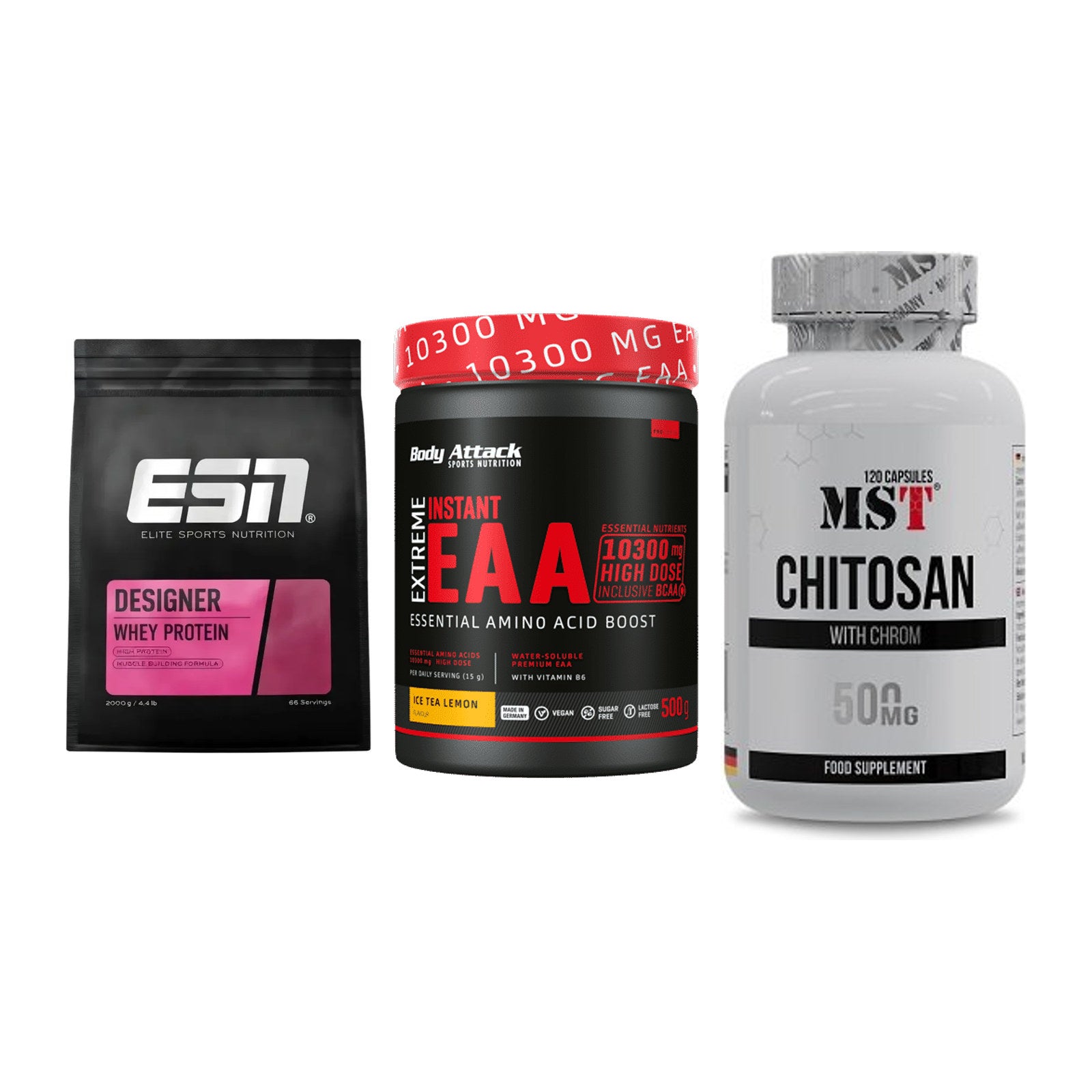 Definitionsphase-Set: ESN Designer + Body Attack + MST Chitosan – alle enthaltenen Artikel
