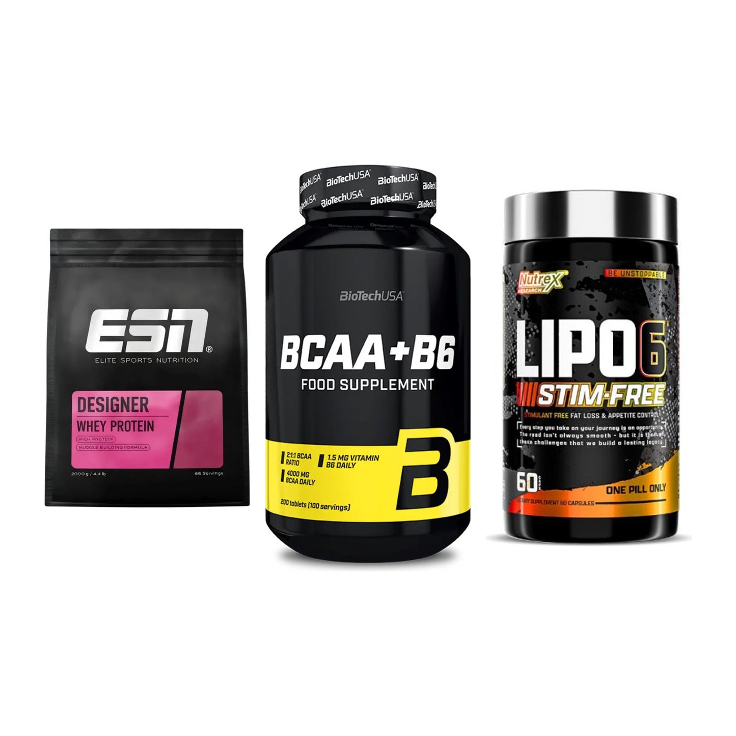 Definitionsphase-Set: ESN Designer + BioTech BCAA+B + Nutrex Lipo 6 – alle enthaltenen Artikel