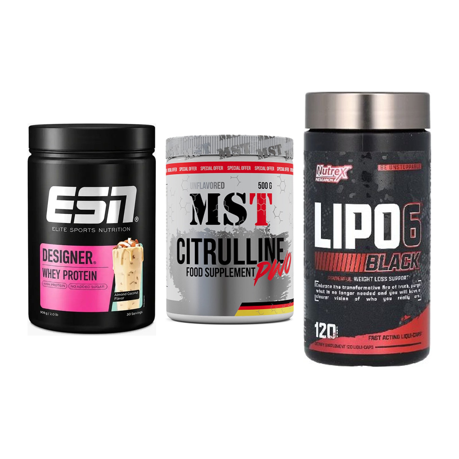 Definitionsphase-Set: ESN Designer + MST Citrulline + Nutrex Lipo 6 – alle enthaltenen Artikel