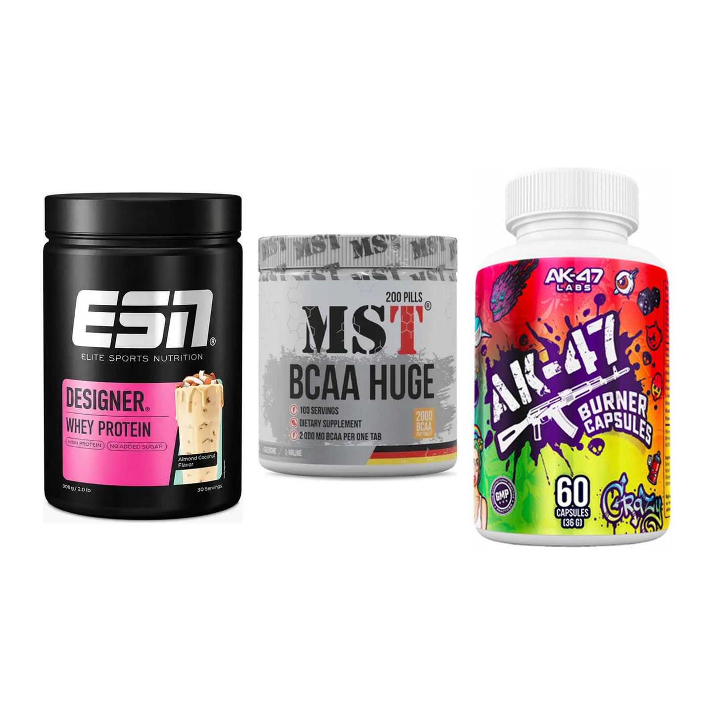 Definitionsphase-Set: ESN Designer + MST BCAA Huge + AK47 Labs – alle enthaltenen Artikel