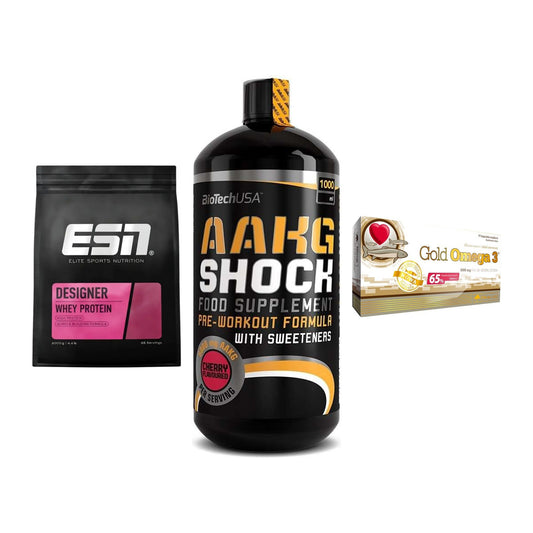Definitionsphase-Set: ESN Designer + BioTech AAKG + Olimp Omega 3 – alle enthaltenen Artikel