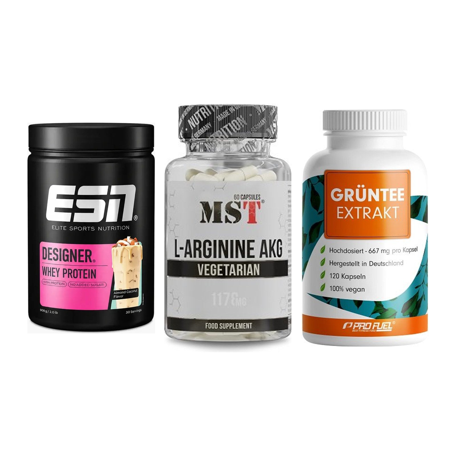 Definitionsphase-Set: ESN Designer + MST Arginin + ProFuel Grünte – alle enthaltenen Artikel