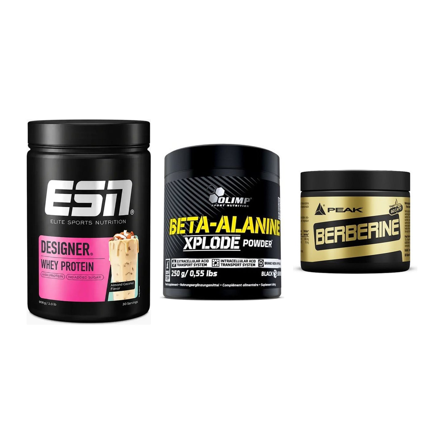 Definitionsphase-Set: ESN Designer + Olimp Beta-Ala + Peak Berberine – alle enthaltenen Artikel
