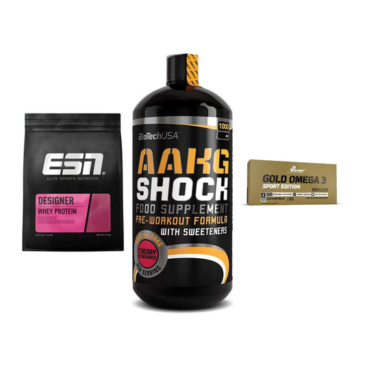 Definitionsphase-Set: ESN Designer + BioTech AAKG + Olimp Omega 3 – alle enthaltenen Artikel