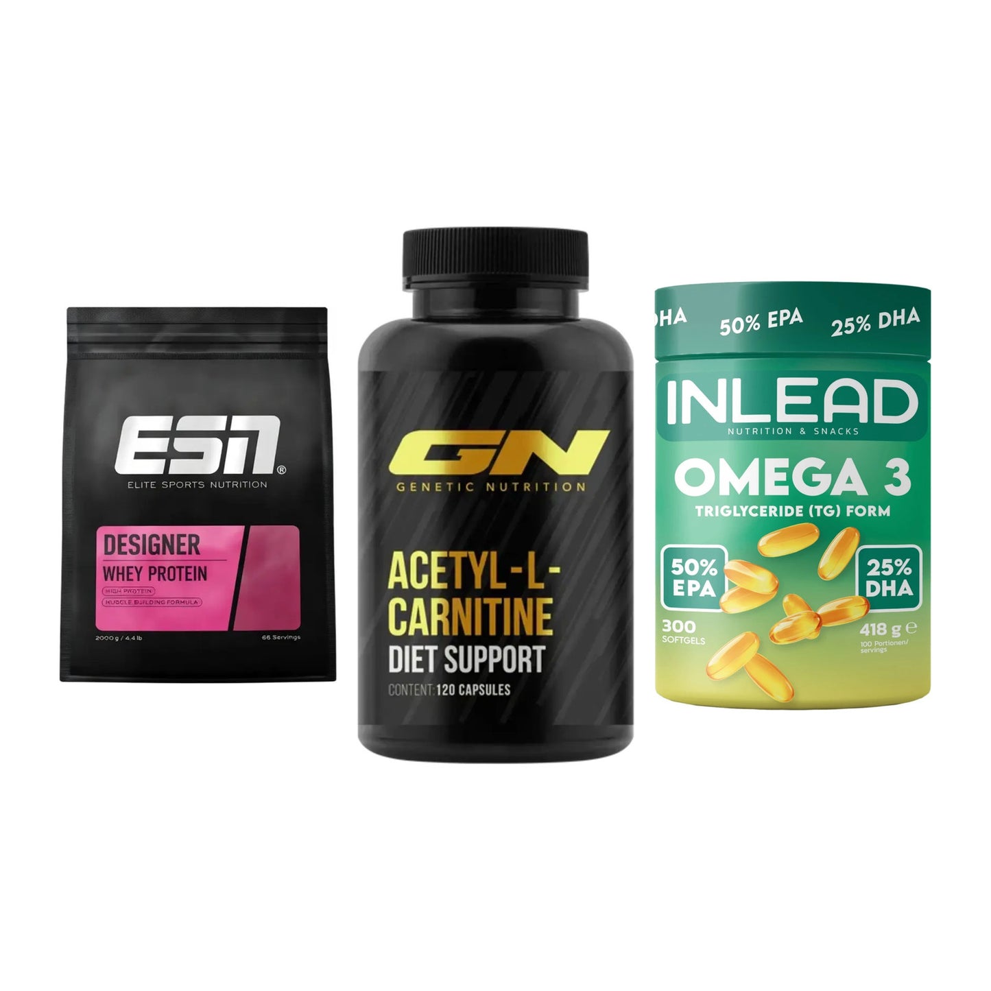 Definitionsphase-Set: ESN Designer + GN Acetyl + INLEAD Omega-3 – alle enthaltenen Artikel