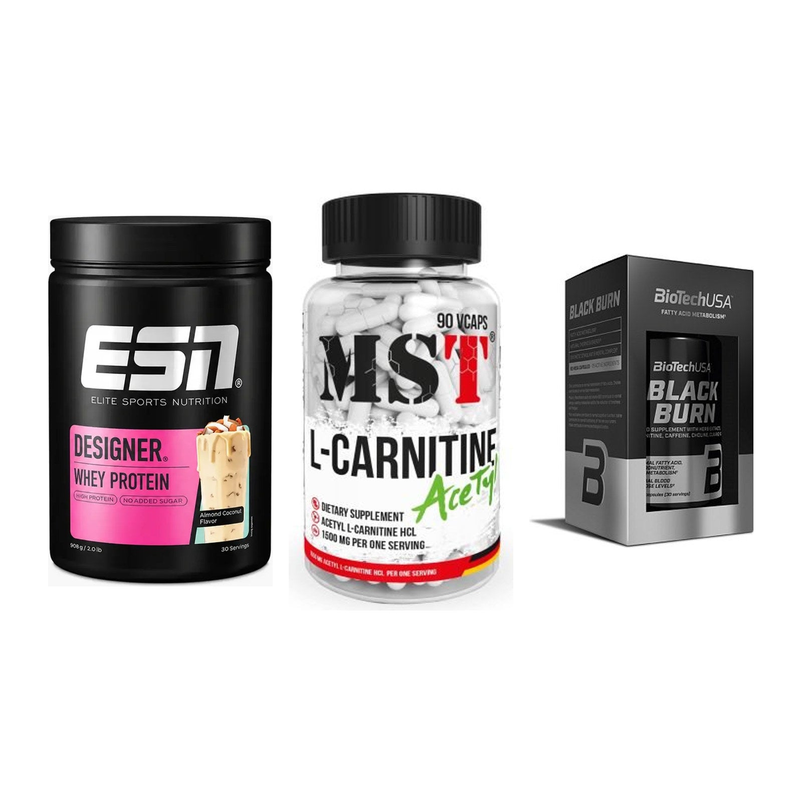Definitionsphase-Set: ESN Designer + MST L-Carnitin + BioTech Black – alle enthaltenen Artikel