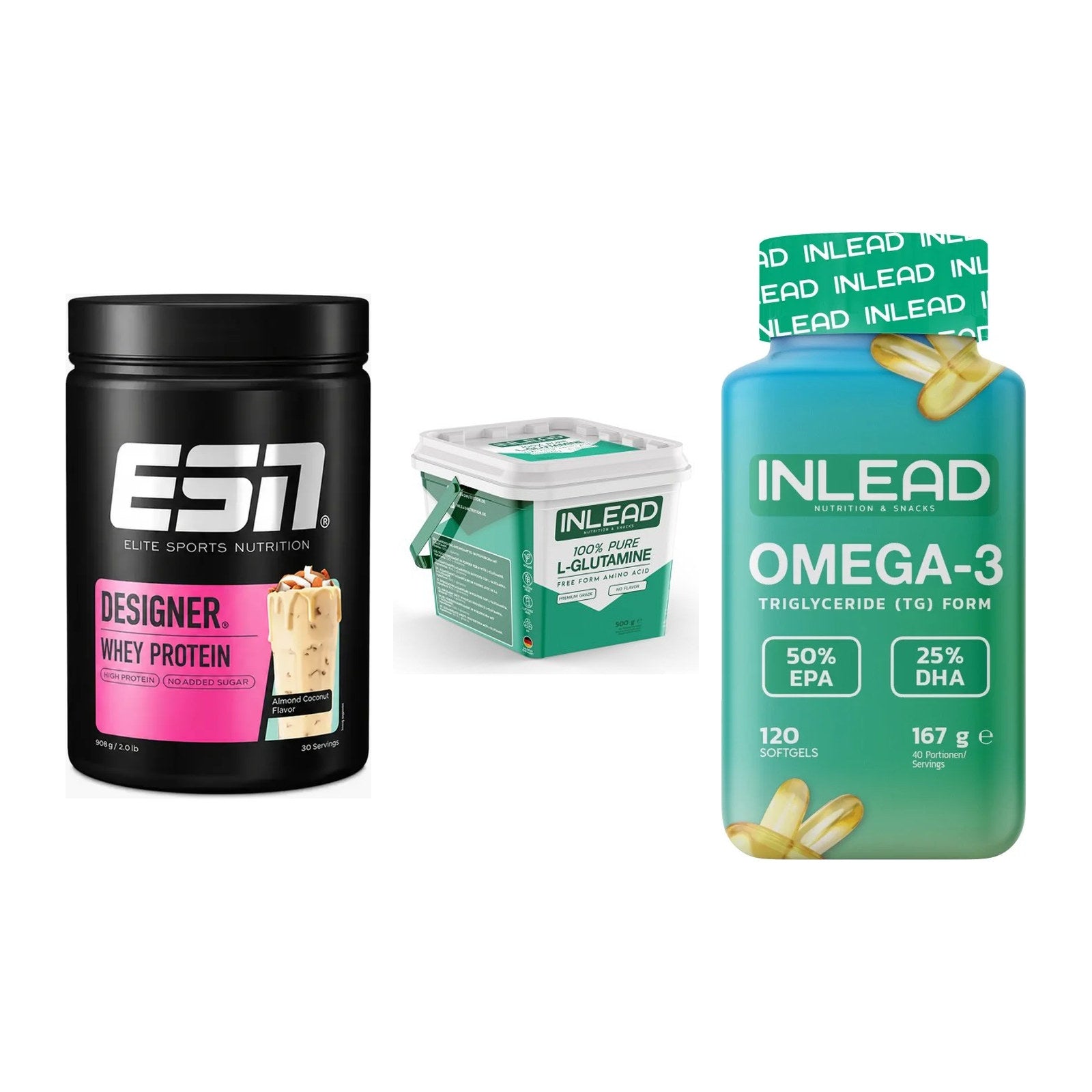 Definitionsphase-Set: ESN Designer + INLEAD L-Gluta + INLEAD Omega-3 – alle enthaltenen Artikel