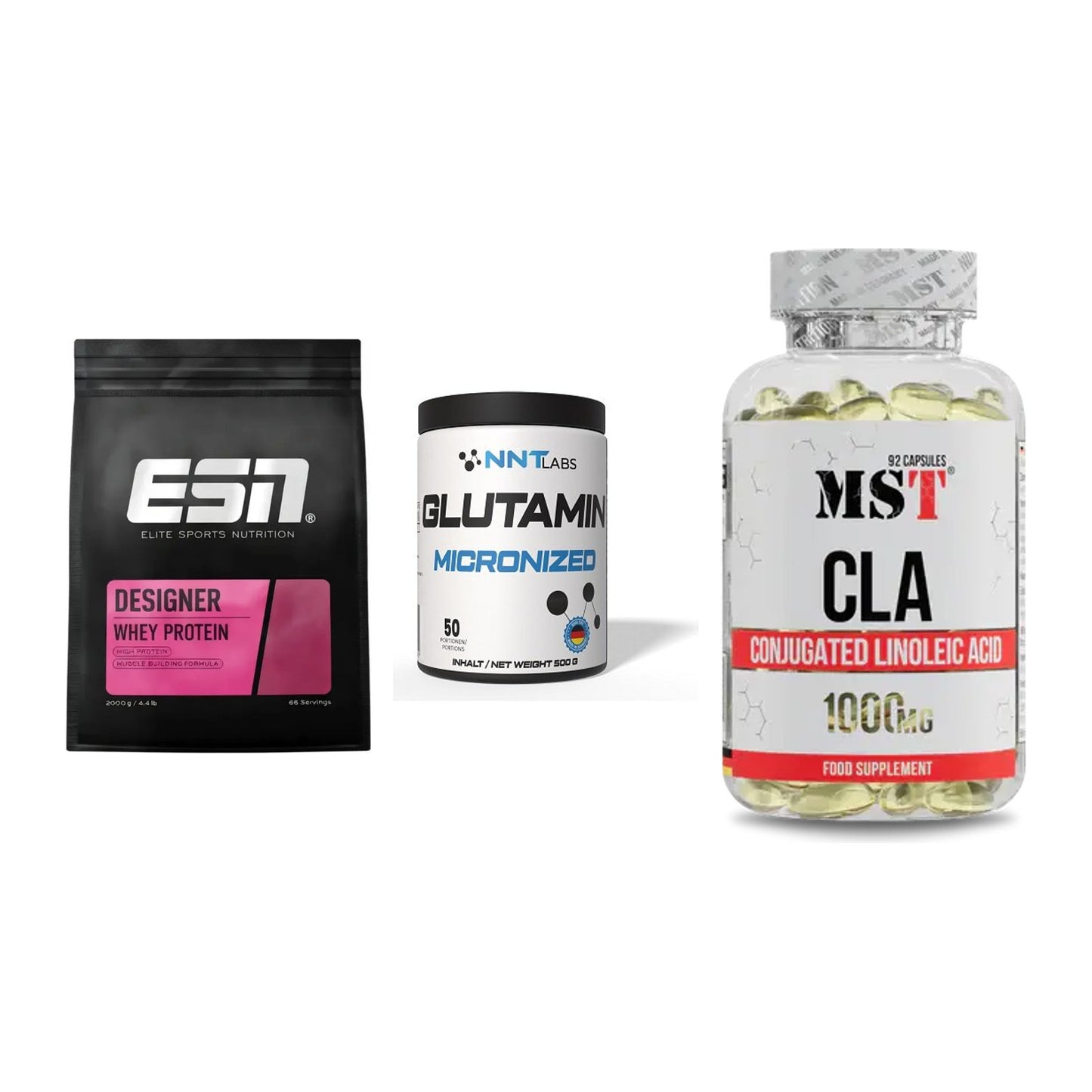 Definitionsphase-Set: ESN Designer + NNT Glutamin + MST CLA 1000mg – alle enthaltenen Artikel