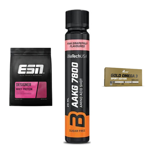 Definitionsphase-Set: ESN Designer + BioTech AAKG + Olimp Omega 3 – alle enthaltenen Artikel